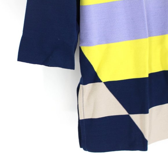 St. John Wool Blend Sweater Knit Color Block Stripe Cardigan Blazer Medium M - Picture 4 of 9